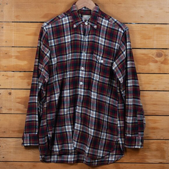 Vintage 60s Hathaway Viyella Wool Blend Dress Douglas Tartan Shirt - Men's MD - Picture 1 of 5